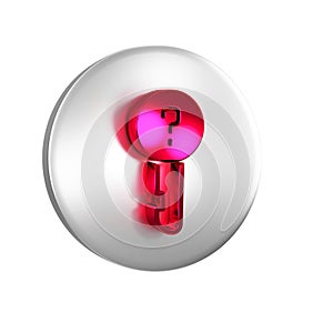 Red Undefined key icon isolated on transparent background. Silver circle button.