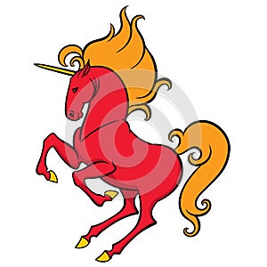 Red unicorn with a fiery mane