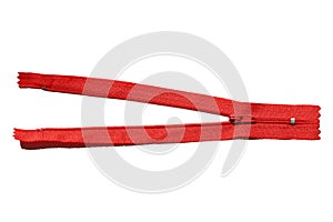 Red Unzipped on white background.