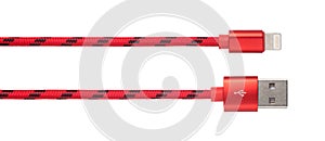 Red USB cable for phone and tablet