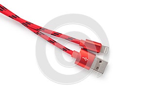 Red USB cable for phone and tablet