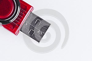 Red USB Flash Drive on White Background