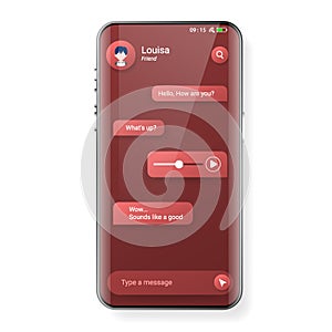 Red user interface smartphone reply message template