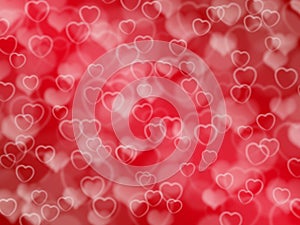 Red valentine background with boke and hearts