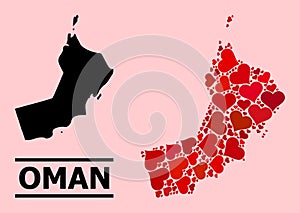 Red Valentine Mosaic Map of Oman