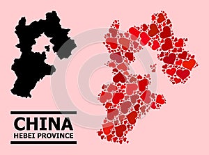 Red Valentine Pattern Map of Hebei Province
