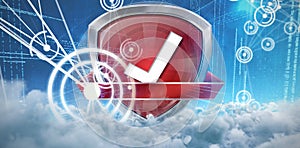 Composite image of red validation symbol