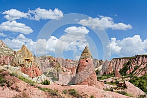 Red valley at Cappadocia, Anatolia, Turkey. photo