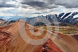 Red Valley near the Vinicunca Rainbow Mountain in Peru photo
