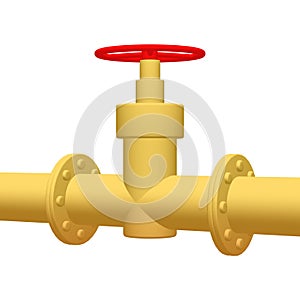 Red valve on the main gas pipeline