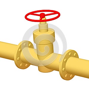 Red valve on the main gas pipeline