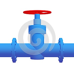 Red valve on the main gas pipeline