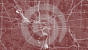 Red vector background map, Columbus city area streets and water cartography illustration