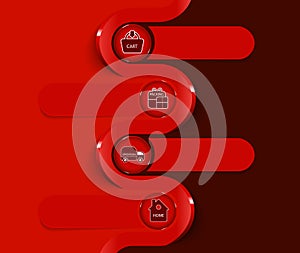 Red vector background with scheme of purchase