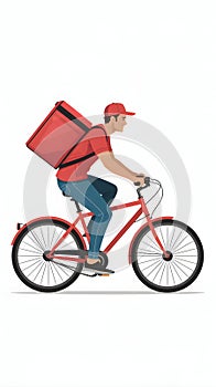 Red Vector Bicycle with Large Delivery Container