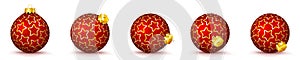 Red Vector Christmas Balls Set with Texture - X-Mas Baubles