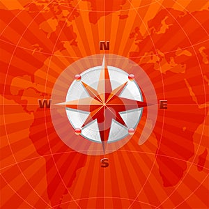 Red vector compass rose