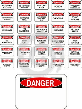 Red vector danger signs