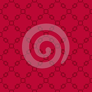 Red vector geometric seamless pattern with small squares, rhombuses, grid, mesh