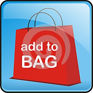 Red Vector Shopping Bag Button