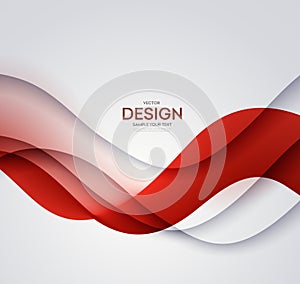 Red vector Template Abstract background with curves lines and shadow. For flyer, brochure, booklet design