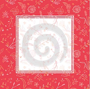 Red vector Vintage ethnic frame