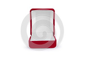 Red velvet box isolated on white background