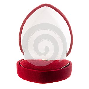 Red velvet box in the shape of heart for jewelry