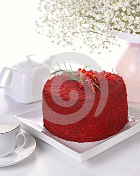 Red Velvet cake on white plate