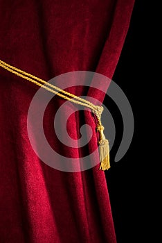 Red velvet curtain with tassel