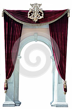 Red Velvet Curtains and Arch cutout