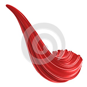 Red velvet drapery cloth flying wave