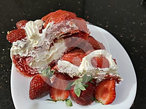 Red velvet strawberry croissant