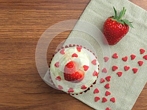 .Red velvet strawberry cup cake