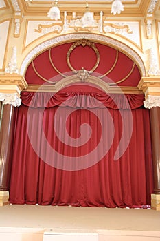 Red velvet theatre curtain photo