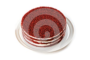 Red velvete cake on isolated white background