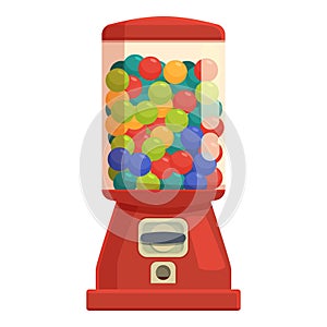 Red vending machine icon cartoon vector. Bubblegum equipment