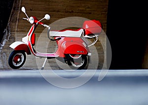 A red Vespa