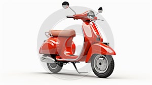 Red Vespa Moped Isolated On White Background