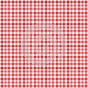 Red vichy check, or gingham, print background. Seamless, or repeat, pattern. Fabric texture visible.