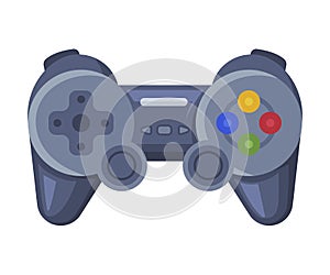 Red Video Game Controller, Joystick of Game Console Cartoon Vector Illustration