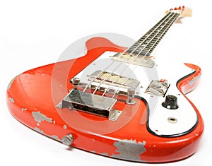 Red vintage bass guitar