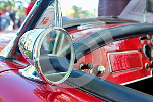 Red vintage car details - mirror