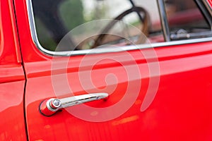 Red vintage car door handle