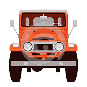 Red vintage car, vector illustration, flat style, front