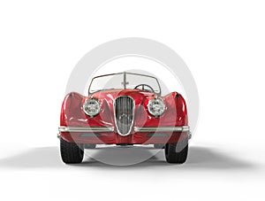 Red vintage car on white background - front view