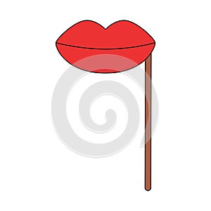 Red vintage carnival lips on stick