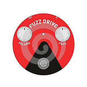 Red vintage fuzz drive guitar stomp box effect.