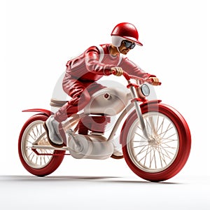 Retro Futurism Model Racing Motorcycle In Red And White