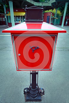 Red vintage mail post box